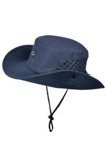 JOYLORD Topi Bucket Pria untuk Memancing Outdoor Warna Polos Cepat Kering dan Bernapas dengan Perlindungan Matahari Gaya Koboi Barat Topi Matahari Dua Fungsi - A - View 18