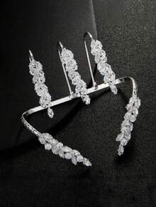1pc Fashion Minimalist Personalized Geometric Rhinestone Jagged Bracelet, Unique Wedding Accessory - Silver - View 2