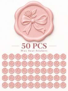 20/30/50/100pcs Bow Wax Seal Stickers, Wedding Invitation Envelope Seals, Self-Adhesive Envelope Seals, Suitable For Wedding, Invitation, Envelope, Gift Packaging, Christmas - Bow--blush Pink (New 3) - View 10