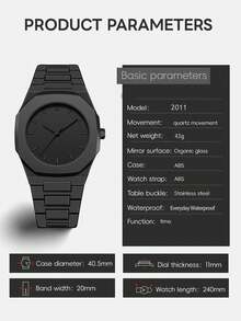 Black Minimalist Octagonal Dial Quartz Watch 3-Piece Gift Set - Includes Watch, Strap Removal Tool And Gift Box, Complete Casual Wristwatch Set, Suitable For Children, Students And Teenagers - Multicolor - View 12