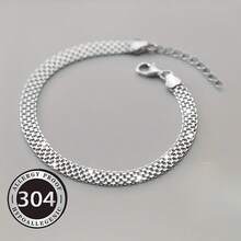1pc Elegant Low-Allergy High-Quality 304 Stainless Steel - Unisex - Woven Bracelet - Suitable For Parties, Overseas Parties And All Occasions - Perfect Gift Choice - Silver - View 5