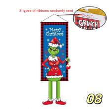 The Grinch The 1PC Christmas Print Hanging Fabric Banner, Wall Art Poster, Party Atmosphere Decoration Prop, Home Wall Decor Painting, Store Window Display, Holiday Photo Backdrop, Reusable Christmas Scene Setup, Easy Installation & Foldable Storage, Suitable For Christmas Party Decoration - 110*40cm - View 8