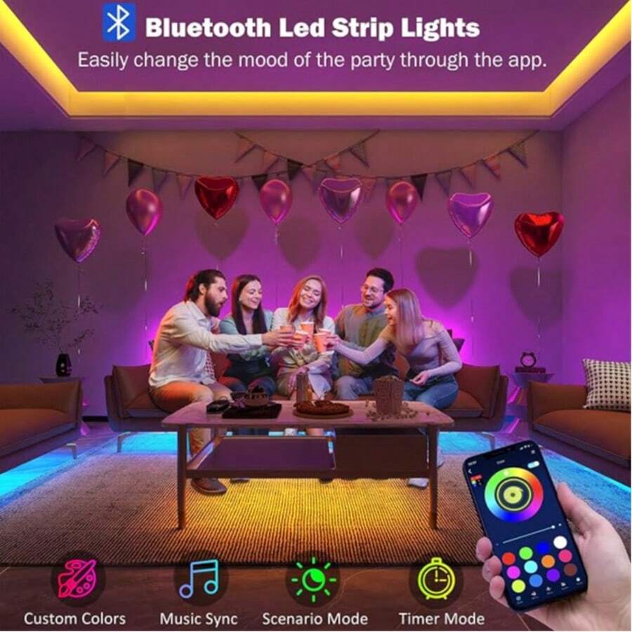 LED Strip Lights - USB RGB Strip Lights With TV LED Backlight, Glow LED Lights. Supports 24-Key APP Control, Suitable For Home, Bedroom, Christmas Parties, And Holiday Wall Decoration Night Light Illumination. - 24-key-aPP Control - View 1