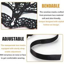 1pc Women's Lace Mask, Solid Color Butterfly Floral Vintage Sexy Party Masquerade Half Face Mask, Suitable For All Seasons - A - View 4