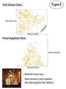 1pc Christmas Gold Window Static Cling Sticker, Christmas Tree / Gift Box / Wreath Pattern Electrostatic Adsorption PVC Window Decal, Glue-Free Easy Removal, Suitable For Home, Bathroom, Shop Glass, Holiday Atmosphere Decoration - Gold - View 17