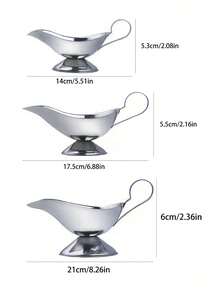 Stainless Steel Sauce Boat With Handle, Gravy Boat Pouring Pitcher For Home And Commercial Use, Holiday Gathering Tableware, Suitable For Thanksgiving Turkey Feast, Christmas Family Dinner, Halloween Food Party, Steak Pasta Dessert Sauce Container, Western Table Decor Utensils, Multiple Sizes Available - Silver - View 9