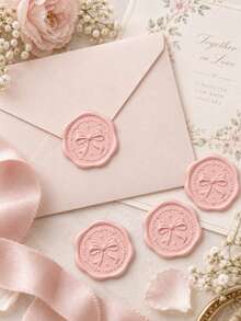 20/30/50/100pcs Bow Wax Seal Stickers, Wedding Invitation Envelope Seal Stickers, Self-Adhesive Envelope Seal Stickers, Suitable For Wedding, Invitation, Envelope, Gift Packaging, Christmas - Bow--blush Pink (New 2) - View 2