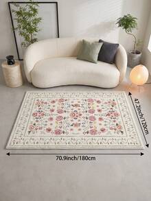 1 Stück Champagnerfarbener großer Wohnzimmerteppich mit Blumenmuster, Vintage Persischer Stil, leicht zu reinigen, rutschfeste Unterseite, geeignet für Wohnzimmer, Schlafzimmer, Küche, Esszimmer, Eingangsbereich, Büro und andere Heimdekorationen - Champagnerfarben - Übersicht 16
