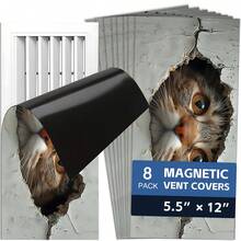 Fun Cartoon Animal Magnetic Ventilation Cover, 12 * 5.5 Inches And 15.5 * 8 Inches, Used As A Flexible PVC Sleeve Cover For Metal Floor, Wall, Ceiling Vents, Ventilation, And Odor Blockers To Prevent Foreign Objects From Falling Off - B - View 32