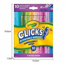 Bộ bút marker thu hồi Crayola Clicks 10 cây, màu sắc rực rỡ, không khô, dễ giặt, bền màu, dụng cụ tô vẽ cho trẻ em, đồ dùng thiết yếu tựu trường, quà tặng cho bé - Nhiều màu - Xem 9