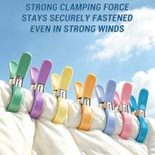 7pcs/1pc Macaron Solid Color Rubber Coated Metal Clothes Pegs, Non-Slip Rust-Proof Underwear Socks Bed Sheet Fixing Clips, Windproof Drying Clips For Home Use - New Creamy Style - View 2