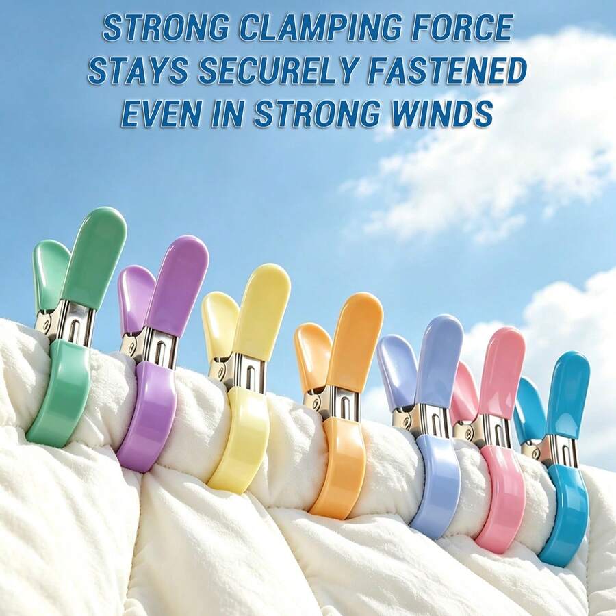 7pcs/1pc Macaron Solid Color Rubber Coated Metal Clothes Pegs, Non-Slip Rust-Proof Underwear Socks Bed Sheet Fixing Clips, Windproof Drying Clips For Home Use