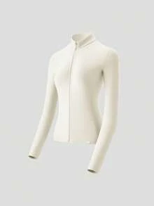 Beneunder Lapisan Dasar Fleece Wanita Kerah Tegak Ritsleting Ganda PM021 - Kelapa Putih - View 10