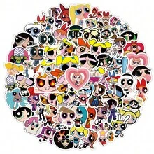 Warner Bros 103 miếng nhãn dán hoạt hình The Powerpuff Girls chính hãng bằng vinyl chống nước, phù hợp cho bình nước, laptop, ốp điện thoại, quà tặng sinh nhật, quà tiệc, quà lễ, quà tựu trường - Nhiều màu - Xem 1
