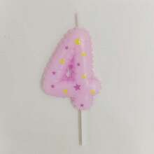 HIBIRTH 1pc Creative Candy Color Star Print Number Candle Cake Decoration Supplies Number 0-9 Birthday Party Celebration Wish Candle Plug-In - View 12
