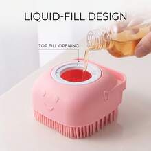 Pink Silicone Refillable Pet Bath Massage Brush 8.5*8*5cm - Pink - View 2