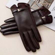 Clariva Women's Elegant Solid Color PU Rivet Embellished Casual Street Gloves (1 Pair), Autumn/Winter, Halloween - Multicolor - View 9