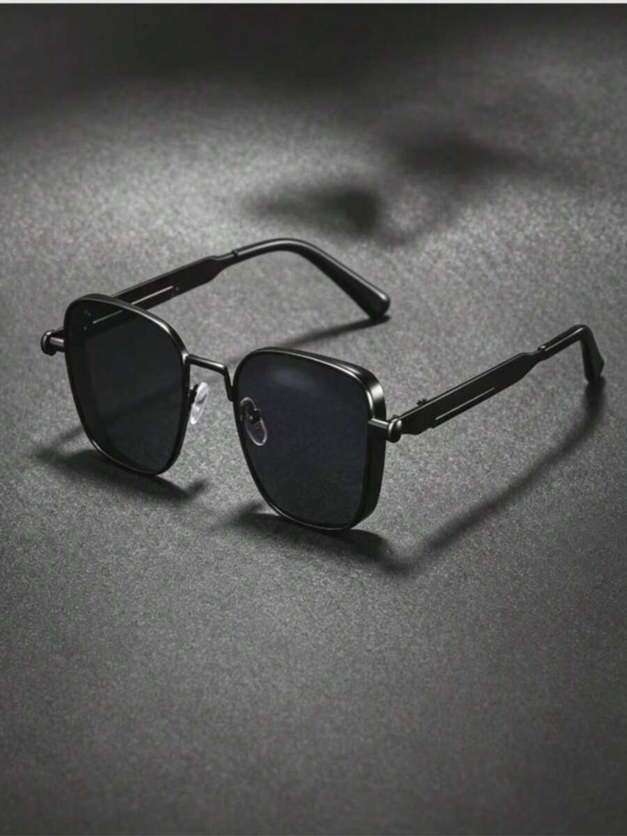 A Pair Of Men's Classic Vintage Steampunk Square Metal Frame Casual Glasses, Decorated With Spring-Shaped Temples, Essential Item For Parties, Festivals And Gatherings - Multicolor - View 1