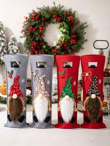 1pc Christmas Decoration Wine Bottle Bag, Christmas Wine Bottle Cover Party Decor - Multicolor - View 1