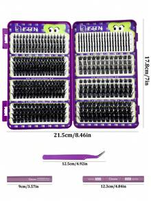 ISEEN 484pcs D-Curl Ultra Dense Pointed False Eyelash Clusters DIY Lash Extension Kit, Soft & Comfortable, Includes Glue, Sealer, Remover And Tweezers, Suitable For Daily Use, Fine & Smooth Style - Multicolor - View 4