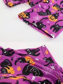 1pc Purple Men's Boxer Briefs, Black Spooky Cat All-Over Print, Soft Elastic Breathable Fabric, Humorous Holiday Gift, Suitable For Husband Daily Home Wear - Multicolor - View 5