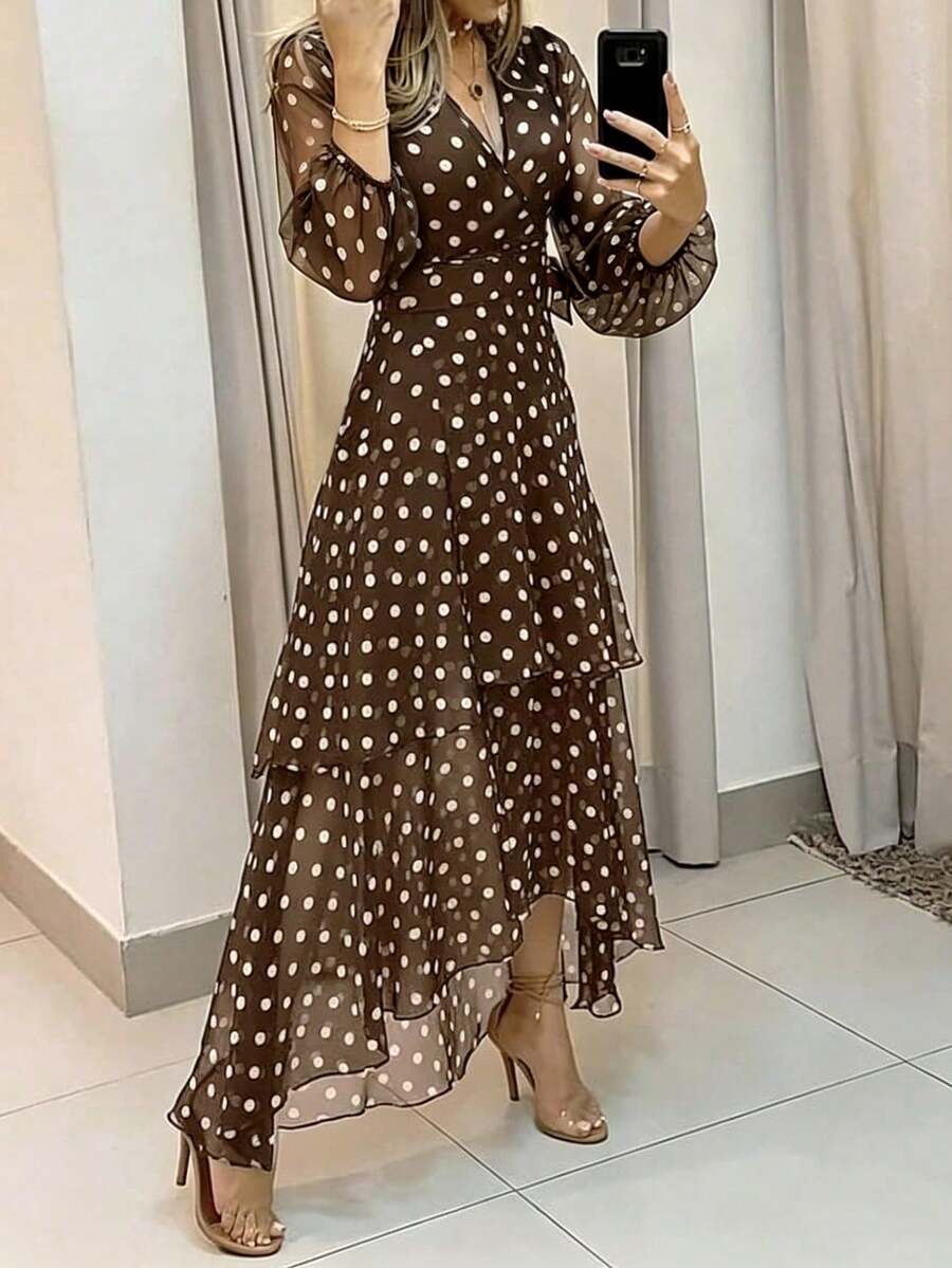 Women Long Dresses - Brown - View 1