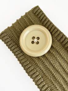DUOJIAOYAN 1pc Autumn/Winter New Solid Color Round Button Striped Knit Wide Headband, Suitable For Daily Wear, Gentle Style, Warm & Elastic Hair Band For Women - Multicolor - View 6