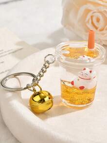 Milk Tea Cup Fudge Keychain, Creative Lucky Cat Acrylic Pendant, Girls' Bags, Car Keychain Small Gifts, Bag Charms, Squishy, Party Favors, Trinkets - Multicolor - View 5