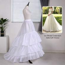 Long Train White 3-Layer Ruffle Petticoat, Soft Boneless Crinoline Underskirt, Elastic Waist Wedding Slip Skirt For Bride Wedding Dress - Multicolor - View 5