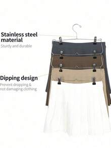 2/1pc White 4-Tier Foldable Clothes Hanger With Clips, Space-Saving Closet Storage Rack, Multi-Layer Metal Pants Rack For Skirts And Pants, Seamless Non-Slip Organizer For Multiple Underwear, Shorts, Skirts - Multicolor - View 2