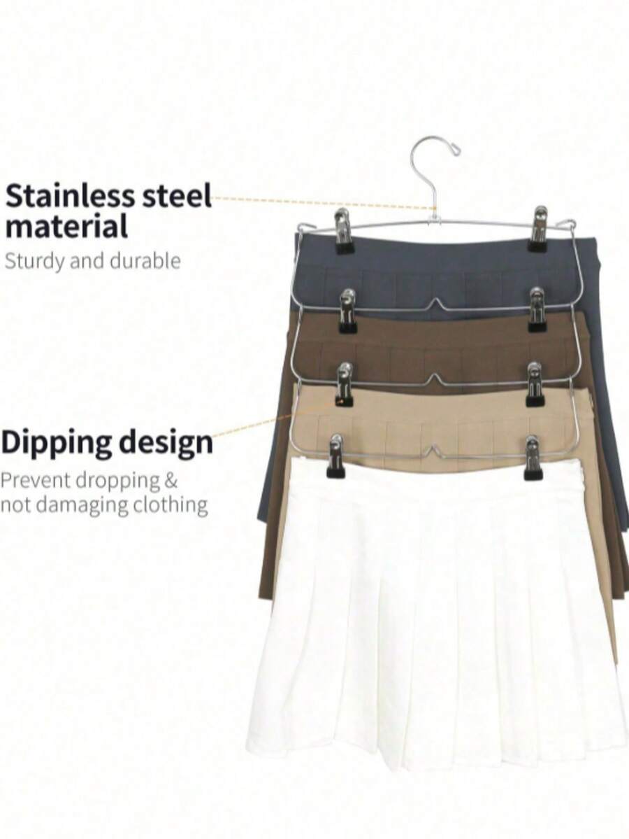 2/1pc White 4-Tier Foldable Clothes Hanger With Clips, Space-Saving Closet Storage Rack, Multi-Layer Metal Pants Rack For Skirts And Pants, Seamless Non-Slip Organizer For Multiple Underwear, Shorts, Skirts