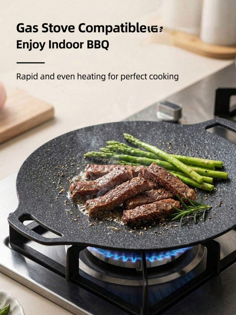 Round Baking Pan, Grill Pan With Handle, Heat-Resistant, Easy To Clean, Suitable For Camping, Hiking Or Outdoor BBQ Party, Suitable For Kitchen, Outdoor Cooking, Suitable For Christmas And Halloween
