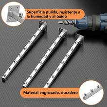 10Pzs Gancho Cascada Exhibitor Ropa Para Pared 40cm Tubo Cuadrado Con 8 Cuentas Hierro Galvanizado Negro Plateado Con 40 Tornillos, Gancho Panel Ranurado Antideslizante Resistente Oxidación Para Tienda Comercio Armario Garaje Exhibir Ropa Accesorios Bolsos Herramientas Organización Almacenamiento - Plateado - Ver 8