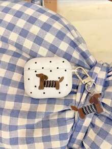 Brown Dachshund Dog Design Compatible With Airpods Pro2 Wireless 1/2/3 Generation Earphone Case Cute Pendant, Cute Dog Graphic Protective Case Compatible With Apple 5/4/2/3 Generation Pro2 Earphone Soft Shell, Suitable As A Gift For Her - Polka Dot Dachshund + Dog Charm - View 5