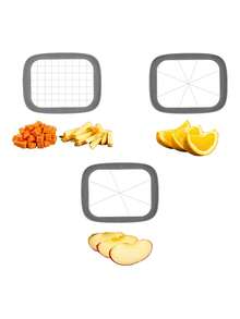 AG BOX Picador de Verduras Cortador de Frutas Manual Cuchillas Acero Inoxidable Cocina Corte Rápido - Gris - Ver 4