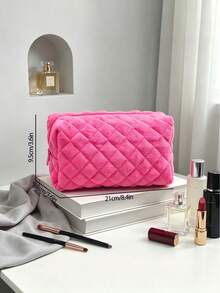 1pc Candy Color Soft Velvet Towel Fabric Makeup Bag, Cute Small Items Toiletry Pouch, Student Portable Storage Bag With Zipper Closure, Suitable For Travel And Daily Use, Cosmetic Travel Bag, Fashionable Organizer Bag - Multicolor - View 11