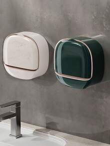 Wall-Mounted Soap Holder, Waterproof Flip-Top Design, Minimalist Soap Box, Suitable For Men And Women, Durable, Applicable For Kitchen, Bathroom, Shower Room, Home Bathroom Decor Storage Accessory, Travel Essential Shower Storage Rack - Multicolor - View 17