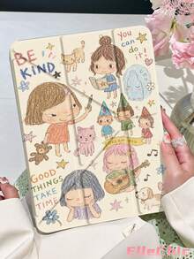 Cute Cartoon Girl Protective Case Compatible With IPad Air 8(M4)2026(11-Inch), Air 4/5 10.9 Inch, 7/8/9th 10.2 Inch, Built-In Pencil Slot Compatible With Samsung Tab S6 10.4 Inch, Compatible With Kindle 11th Gen(2022/2024), Kindle Clara 2E, Clara Colour, Clara BW (6-Inch) And Libra Colour (7-Inch),Cute Girly And Stylish Design, Birthday And Holidays. - Multicolor - View 3