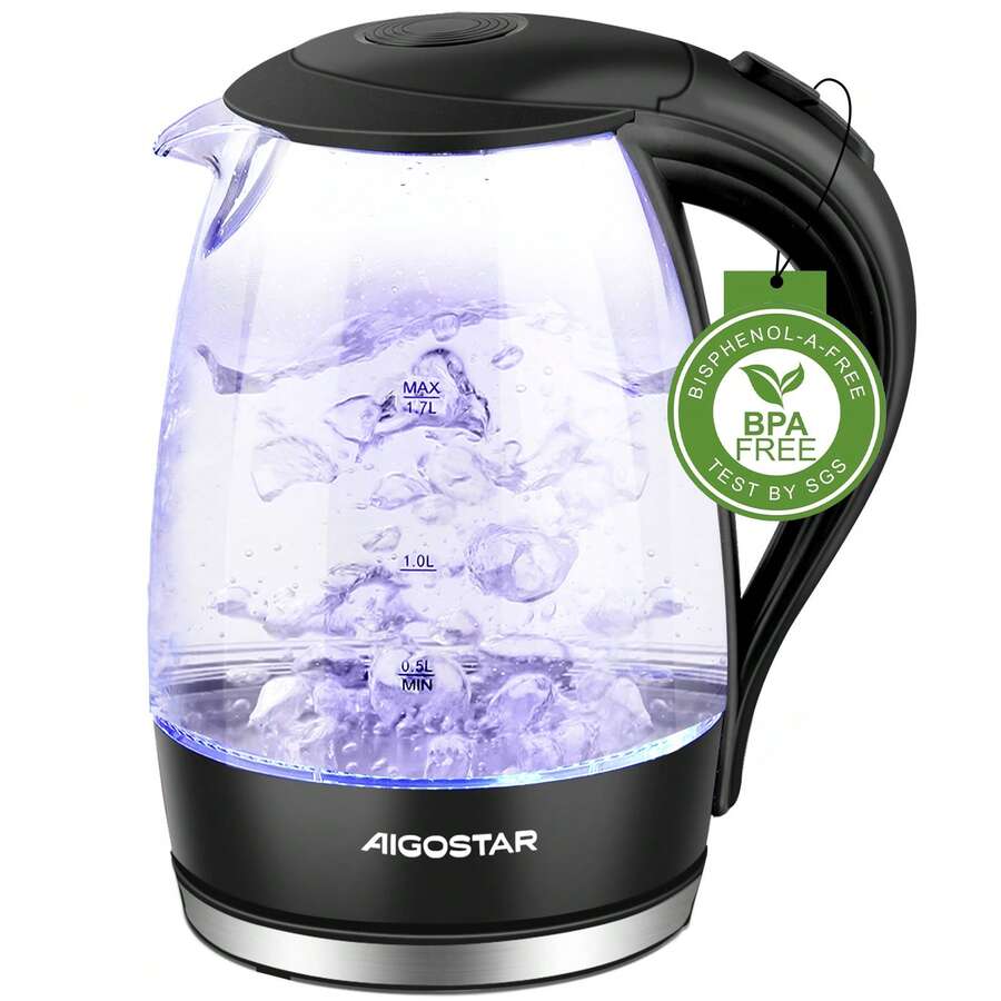 Aigostar LED Glass Electric Kettle – Fast, Auto Shut-Off & Boil-Dry Protection - UK Plug(220-240V) - View 1