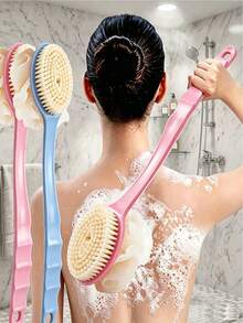 Extra Long Handle Exfoliating Brush, Suitable For Back Scrubbing, Bath Brush, Soft Bristles, Non-Slip Handle, Suitable For Hard-To-Reach Areas, Feet And Shoulders, Suitable For Home Bathroom SPA - Multicolor - View 1