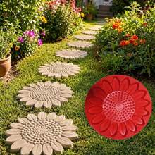 Reusable Sunflower & Snowflake Silicone Round Stepping Stone Mold - Garden Pathway & Lawn Decorative Stone Art Tool. Concrete Cement Mold For Casting Garden And Sidewalk Plastic Concrete Molds. - A - View 7