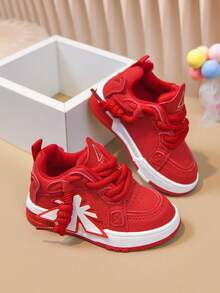 1 Pair Fashionable Sports Skateboard Shoes, Versatile Daily Wear, Breathable, Lightweight, Casual Sports - Red - View 2