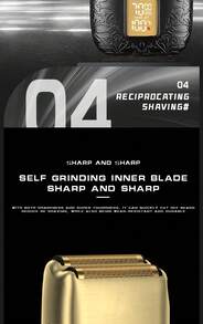 Kemei KM-T93 Men's Electric Shaver Reciprocating Dual Blade Razor USB Rechargeable LED Digital Display Metal Body Beard Trimmer Suitable For Business Gift Gift For Men - Gold - View 8