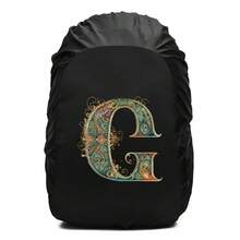 Penutup Hujan Ransel Motif Cetak Huruf Gulir Bunga Dekoratif Vintage, Pelindung Ransel Tali Serut Tahan Air dan Anti Debu, Perlengkapan Outdoor Tahan Lama untuk Mendaki, Berkemah dan Perjalanan - Hitam - View 114