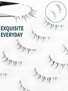 5 Pairs Flame-Shaped Lower Lashes, Soft Natural Looking Lower Eyelashes For Beginners Oxygen Girl Vibe, Cute Fresh Cartoon Series Segmented Bottom False Eyelashes - Black - View 2