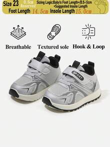 Unisex Toddler PU With Printed Grid Pattern Walking Shoes, Infant Hook & Loop Lightweight Grip Outsole Sneakers (Size By Insole Length, Unit:Cm) - Black - View 12