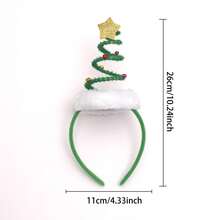 1pc/New Christmas Tree Shaped Headband Adult Party Decoration Cute Christmas Tree Headband Hair Accessory - Multicolor - View 2