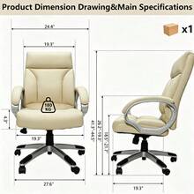 QIAN&S Extra Large & Tall Office Chair, 400 Lbs Weight Capacity, Thickened Seat Executive Chair For Heavy People, Rocking Function, Wide Height Adjustable Seat Home Computer Chair With Padded Armrests - Apricot - View 3