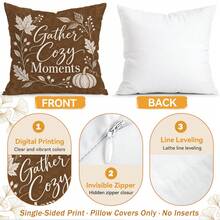 4pcs/1pc Autumn Fox & Hedgehog Animal Pattern Pillow Case, Single-Sided Print Pillow Case, Suitable For Living Room, Bedroom, Home Decor, All Season Pillow Case - Multicolor - View 4