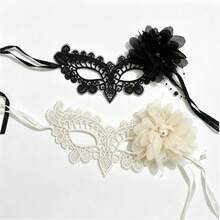 1pc Women's Lace Mask, Solid Color Butterfly Floral Vintage Sexy Party Masquerade Half Face Mask, Suitable For All Seasons - A - View 6
